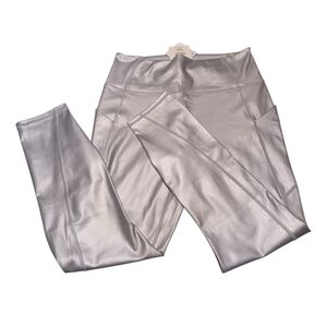 🆕️Fabletics Metallic Silver High-Waisted Leggings